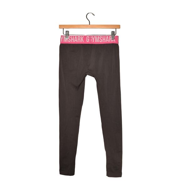 GYMSHARK $65 Gray Pink Logo Waistband Cropped Leggings Small - Picture 2 of 3